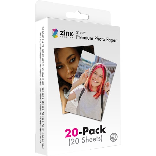 Polaroid ZINK Zero-Ink fotopapir 2” x 3” (20-pk.) - Elkjøp