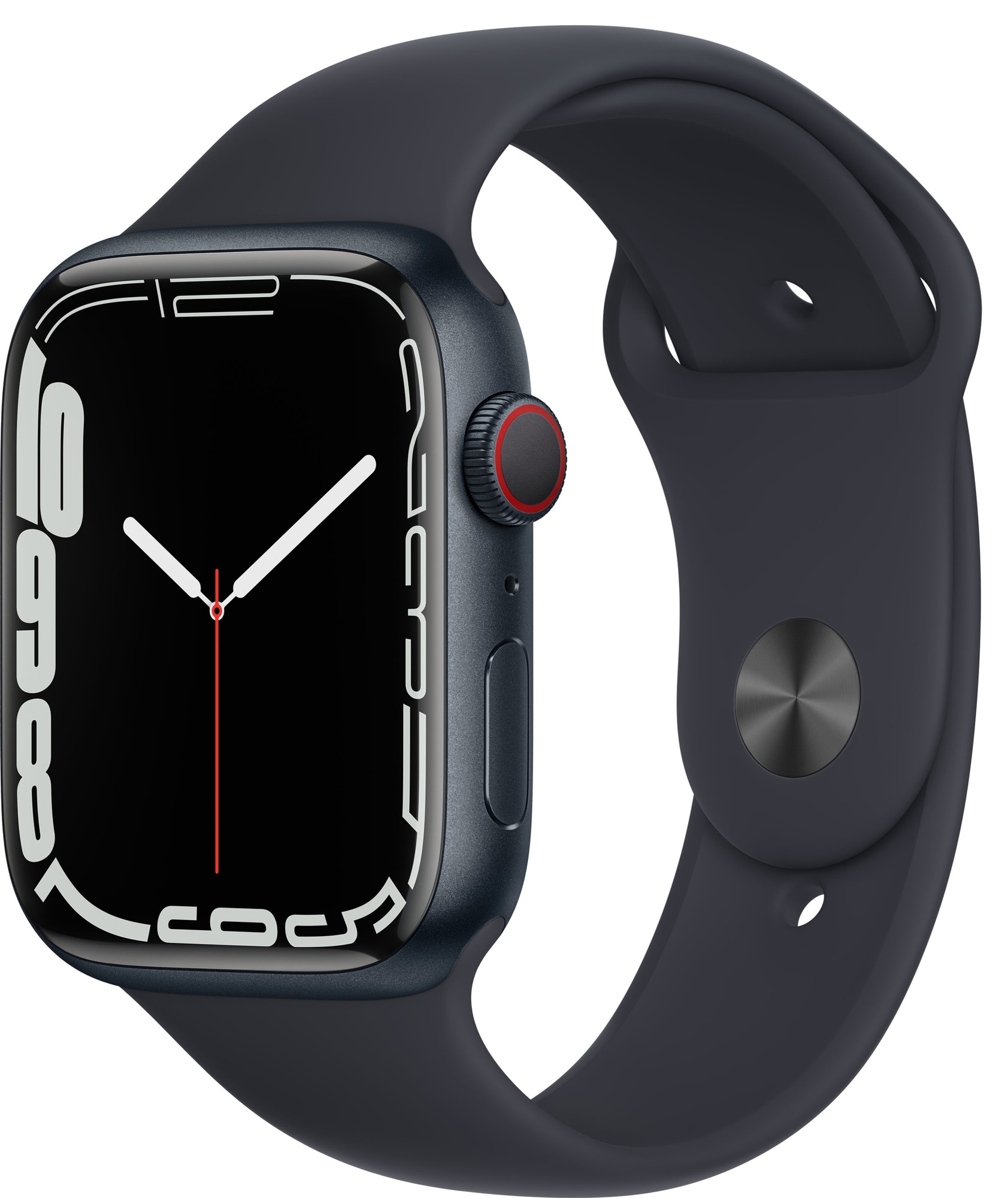Apple Watch Series 7 45mm GPS+eSIM (midnatt alu/midnatt sportsreim) - Elkjøp