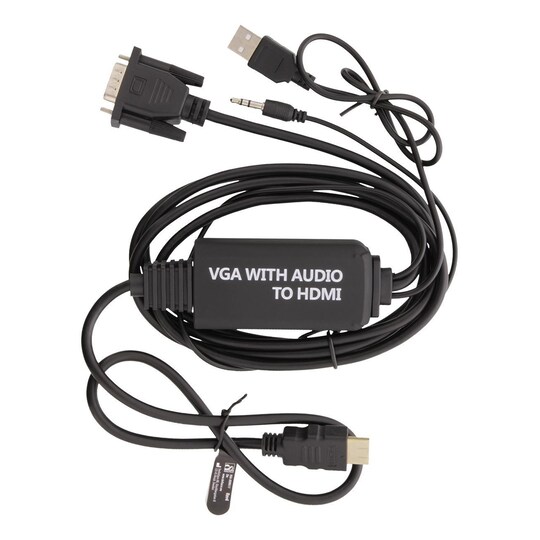 deltaco VGA & Audio, HDMI cable, USB powered, 2m, black - Elkjøp