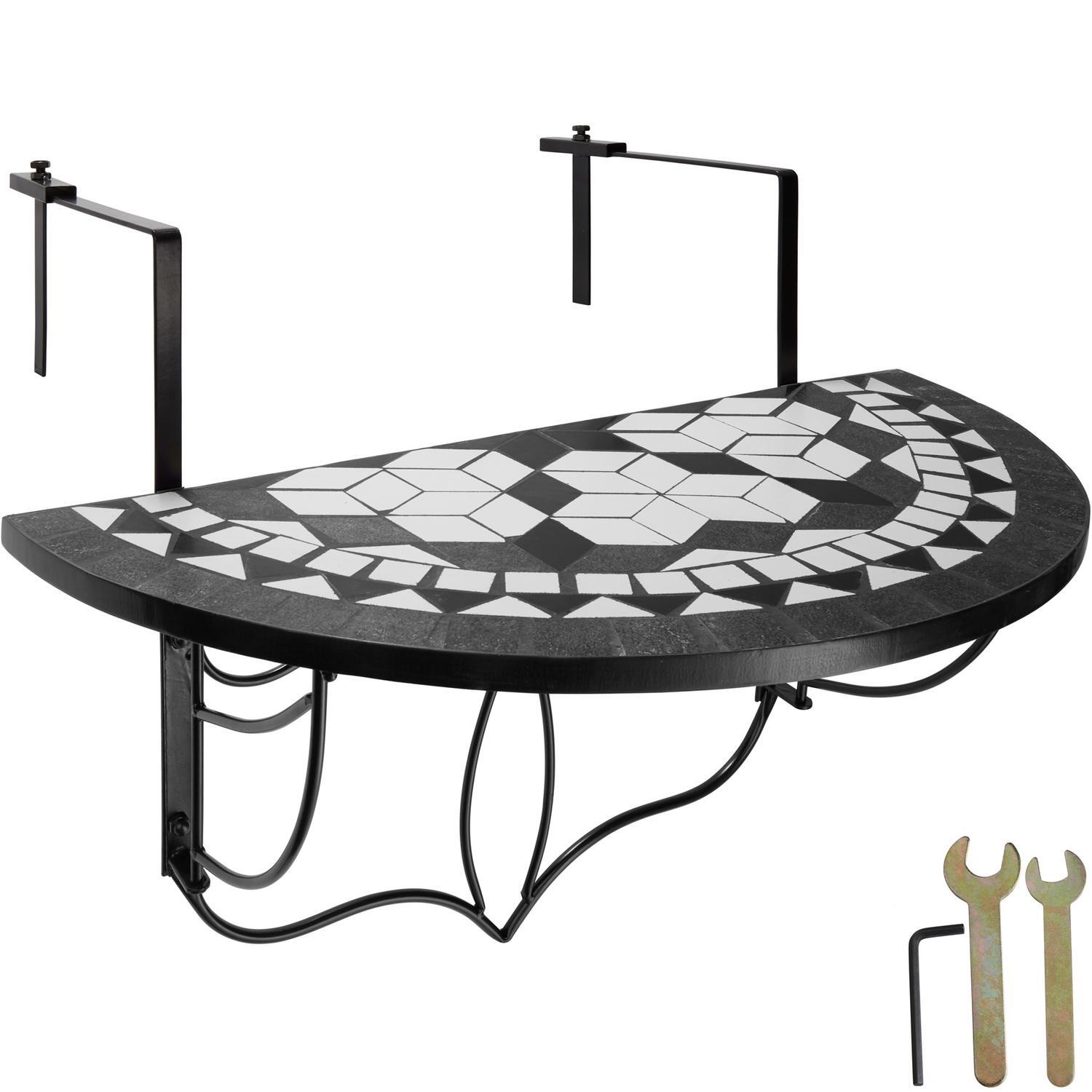 Balkongbord Mosaik sammenleggbart 75x65x62cm - svart/hvit - Elkjøp