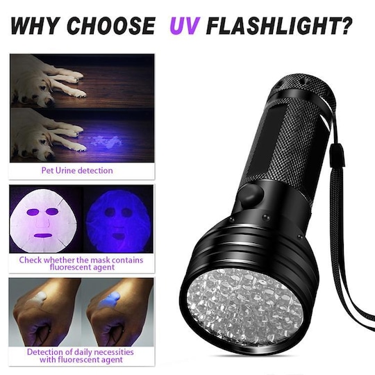 INF UV-lommelykt med 51 lysdioder, vanntett - Elkjøp