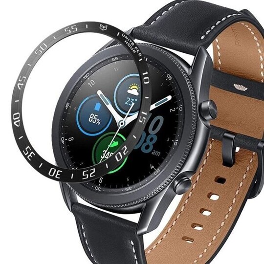 Klokkeramme til Samsung Galaxy Watch 3 45mm - Svart ring med hvite tegn -  Elkjøp