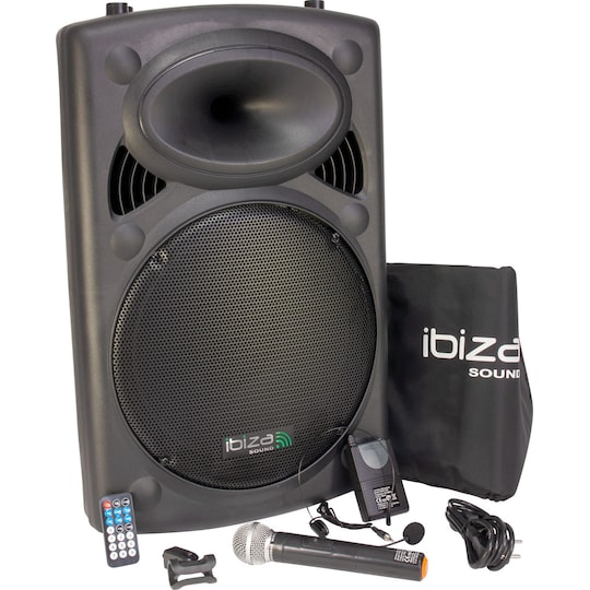Ibiza bærbar høyttaler med 15"" bass (svart, 800 watt) - Elkjøp