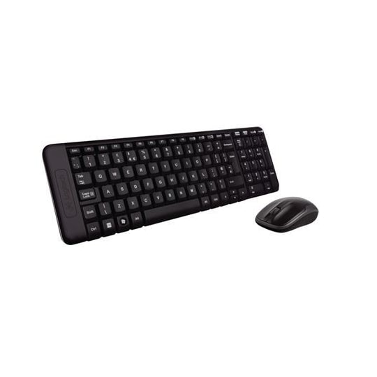 Logitech MK220 trådløst tastatur og mus, tastaturoppsett EN/RU, svart, mus  inkludert, russisk, USB mini-mottaker - Elkjøp