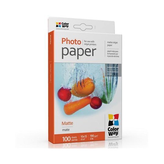ColorWay matt fotopapir, 100 ark, 10x15, 190 g/m² - Elkjøp