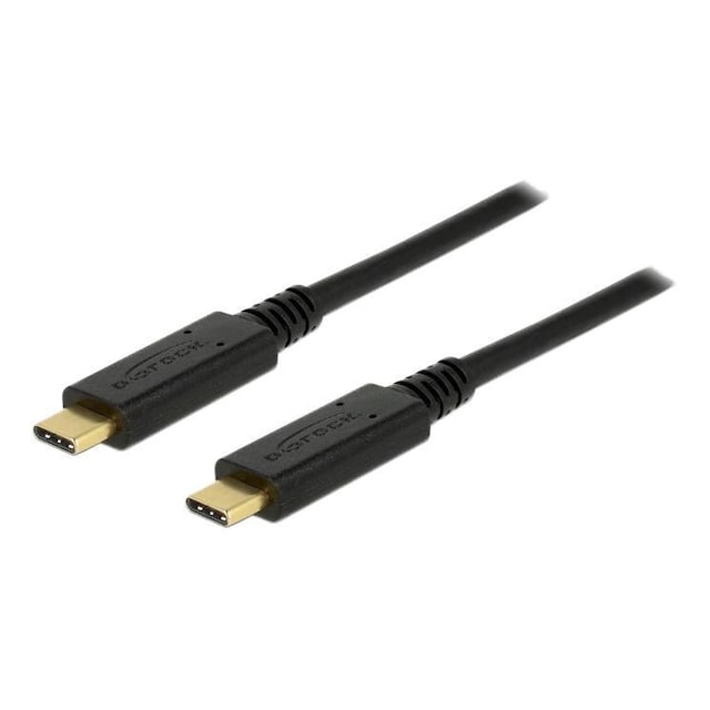 DeLOCK USB 2.0 USB-C til USB-C-kabel, 5A, E-markør, 2m, svart