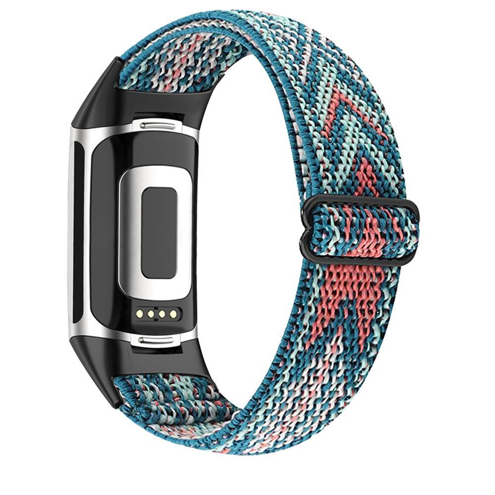 Fitbit Charge 5 armband med flätad mönster Blå/Orange - Elkjøp