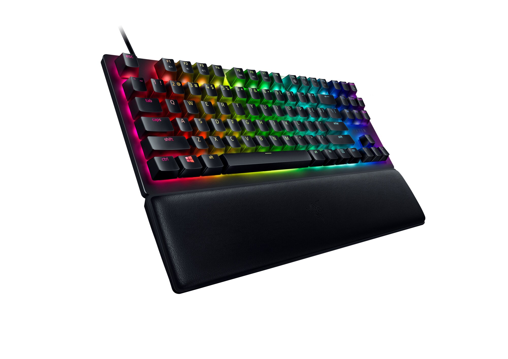 Razer Huntsman V2 Tenkeyless, optisk spilltastatur, RGB LED-lys, USA,  svart, kablet, Clicky Purple Switch - Elkjøp