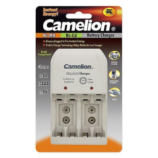Camelion plug-in batterilader BC-0904S 2x eller 4xNi-MH AA/AAA eller 1-2x 9V  Ni-MH - Elkjøp