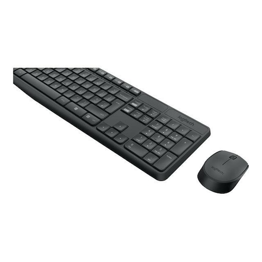 Logitech MK235 trådløst tastatur og musepakke, trådløs, mus inkludert,  batterier inkludert, svart, russisk, 475 g - Elkjøp