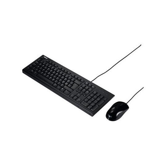 Asus U2000 tastatur og mussett, kablet, tastaturoppsett engelsk, USB,  svart, mus inkludert - Elkjøp