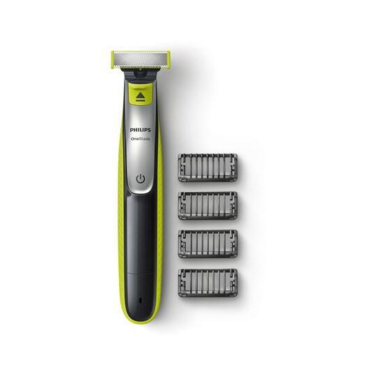 Philips OneBlade barbermaskin og styler QP2530/20 Garanti 24 måneder,  våtbruk, oppladbar, ladetid 4 timer, langvarig Li-ion-batteri, batteri,  antall barberhoder/kniver 1, svart/grønn - Elkjøp