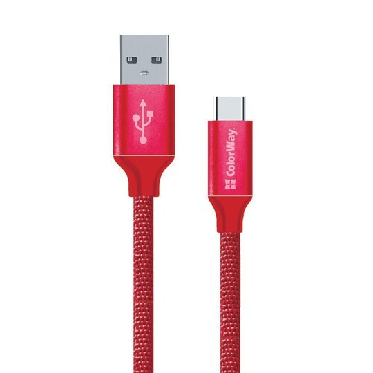 ColorWay Type-C datakabel USB 2.0, rask og sikker lading Stabil  dataoverføring, rød, 1 m - Elkjøp