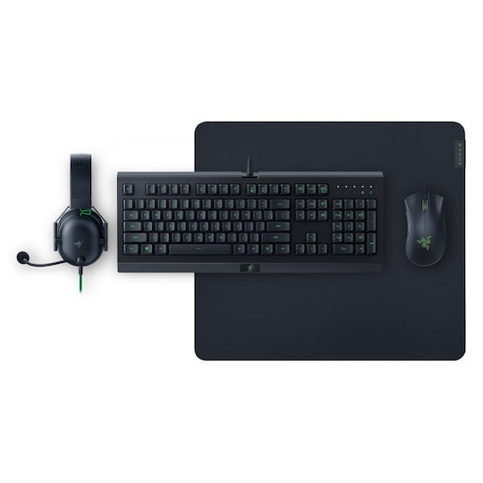 Razer Power Up - Gaming Keyboard, Mus, Musematte og Headset Bundle Gaming- tastatur, RGB LED-lys, US Layout, Kablet, Svart - Elkjøp
