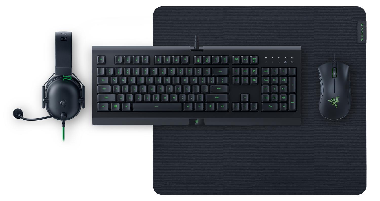 Razer Power Up - Gaming Keyboard, Mus, Musematte og Headset Bundle Gaming- tastatur, RGB LED-lys, US Layout, Kablet, Svart - Elkjøp