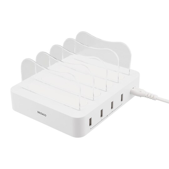 DELTACO USB charging station, 4x USB-A ports, 5V DC, 6.8A, 34W, white -  Elkjøp