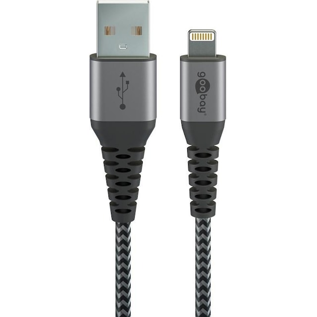 Goobay Lightning USB-C ""lader og synkroniserer helmetallkabel
