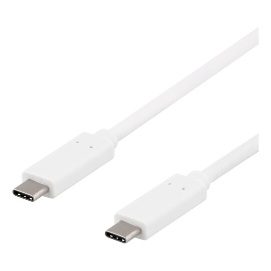 DELTACO USB-C cable, 1m, USB 3.1 Gen 2, 10 Gbps, 60W, white - Elkjøp