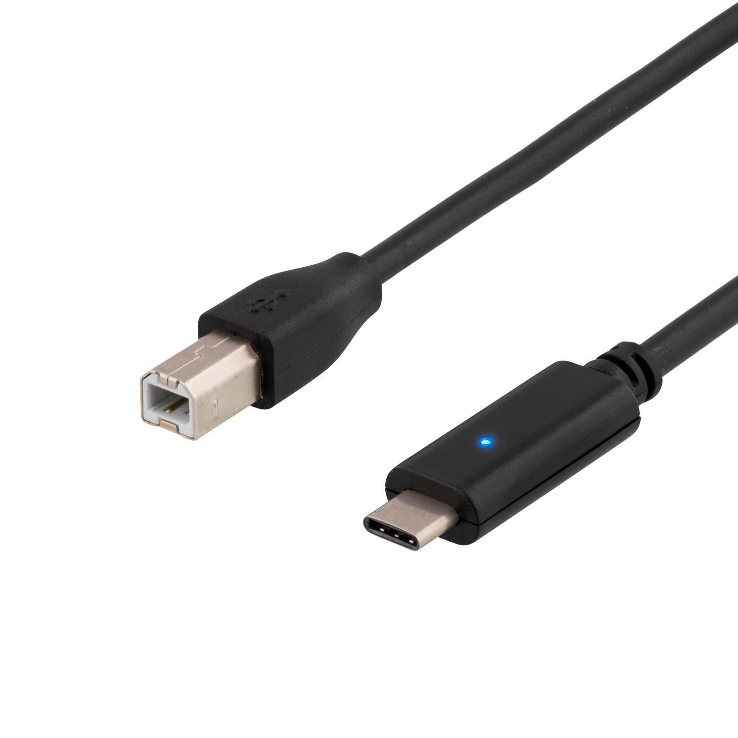 DELTACO USB 2.0 kabel, Type C Ha - Type B Ha, 1m, svart - Elkjøp