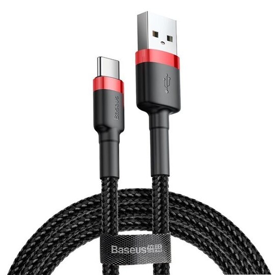 Baseus Cafule USB-kabel USB - USB-C 2A 3m Rød/Sort - Elkjøp