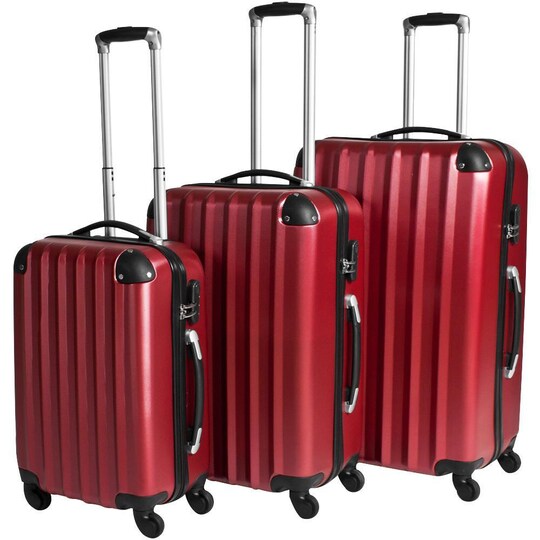 Koffert sett 3 deler hardcase ABS - rød - Elkjøp