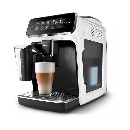 Philips Espresso kaffetrakter EP3243/50 Pumpetrykk 15 bar, innebygd  melkeskummer, helautomatisk, 1500 W, svart/hvitt - Elkjøp