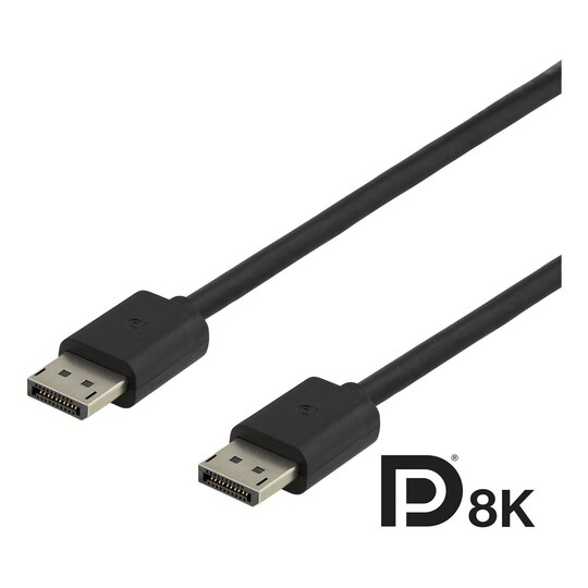DELTACO DisplayPort-kabel, DP 1.4, 7680x4320 i 60Hz, 1,5m, svart - Elkjøp
