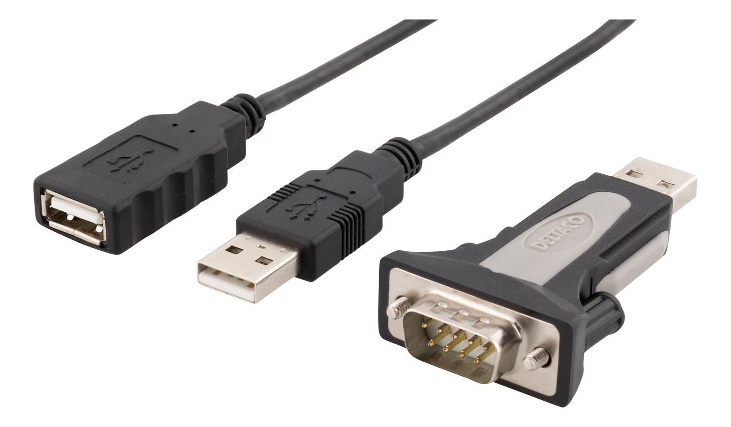 DELTACO USB til seriell adapter RS-232 DB9ha, kabel + adapter - Elkjøp