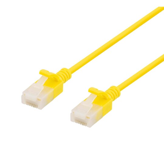 DELTACO U/UTP Cat6a patch cable, slim, 3,5mm diameter, 0,5m, yellow - Elkjøp
