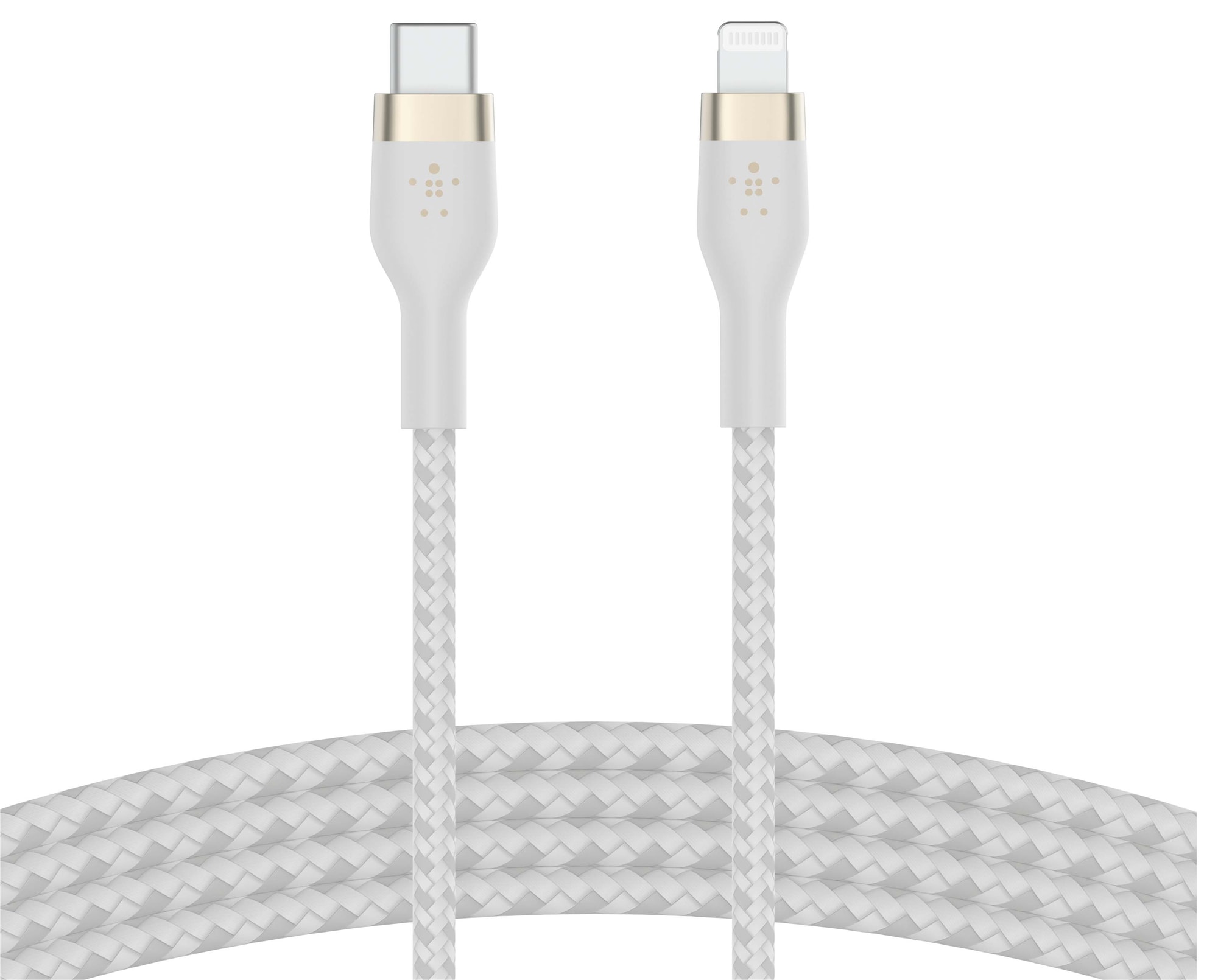 Belkin USB-C til Lightning flettet silikonkabel 3m (hvit) - Elkjøp