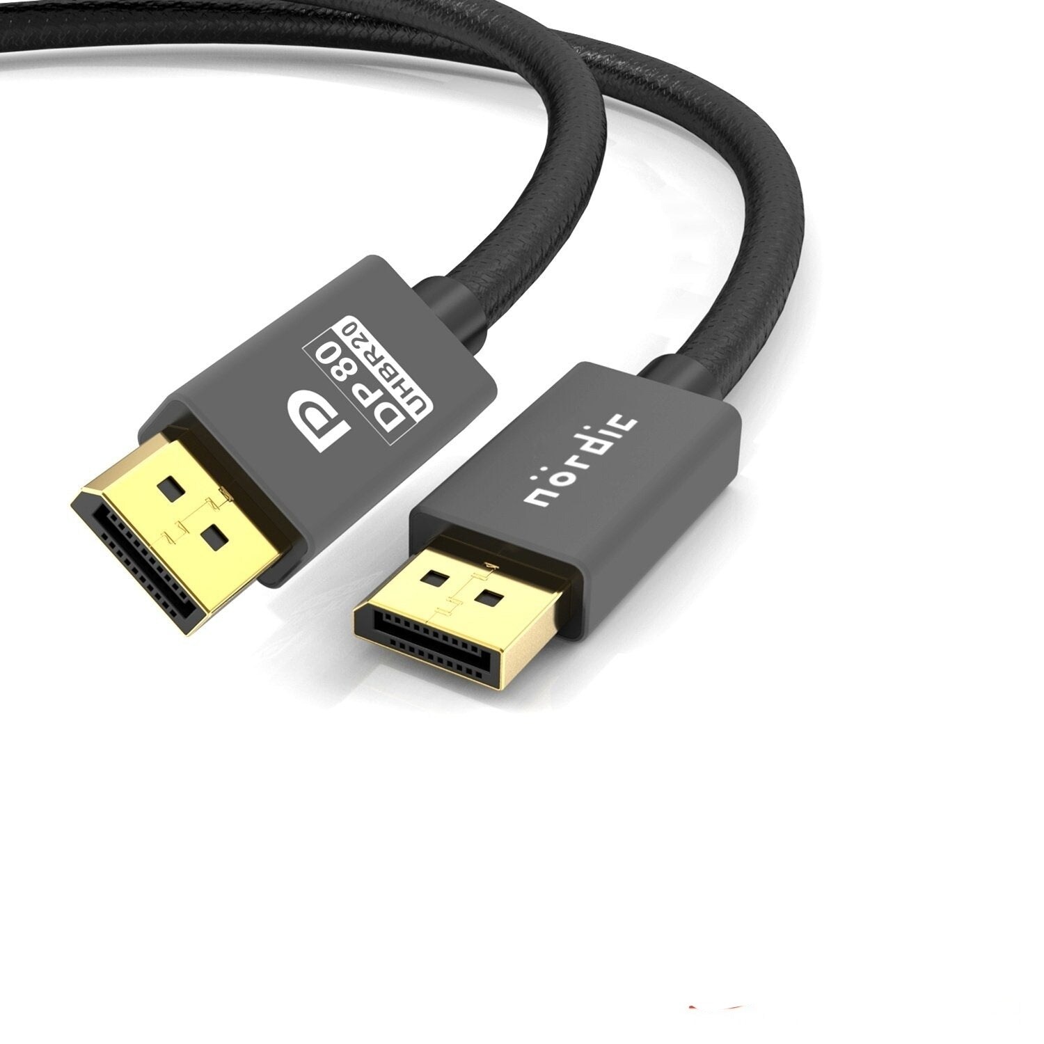 NÖRDIC 3m Displayport 2.1 kabel DP80 UHBR20 80Gbps 16/10/8K60H 4K165/144Hz  DSC1.2a HDR HDCP2.2 FreeSync G-Sync - Elkjøp