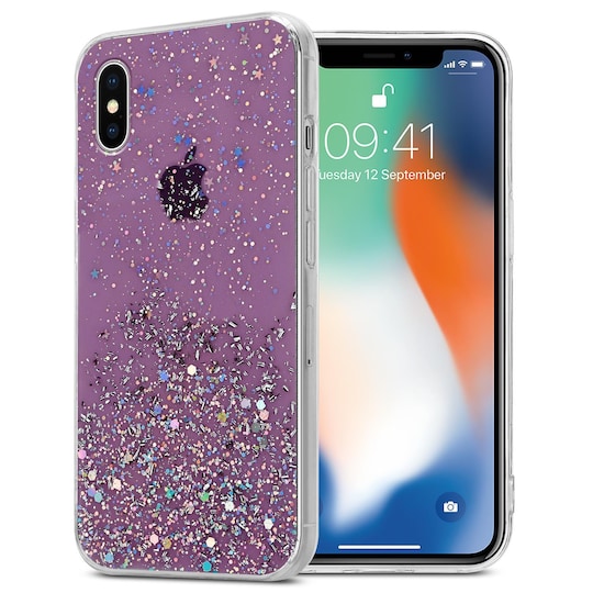 iPhone X / XS Silikondeksel Glitter (lilla) - Elkjøp