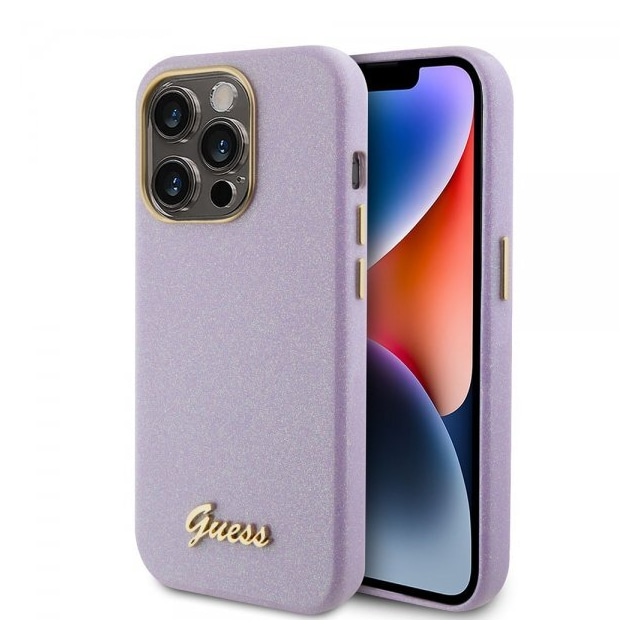 Guess iPhone 15 Pro Deksel Full Glitter Wrapped Lilac