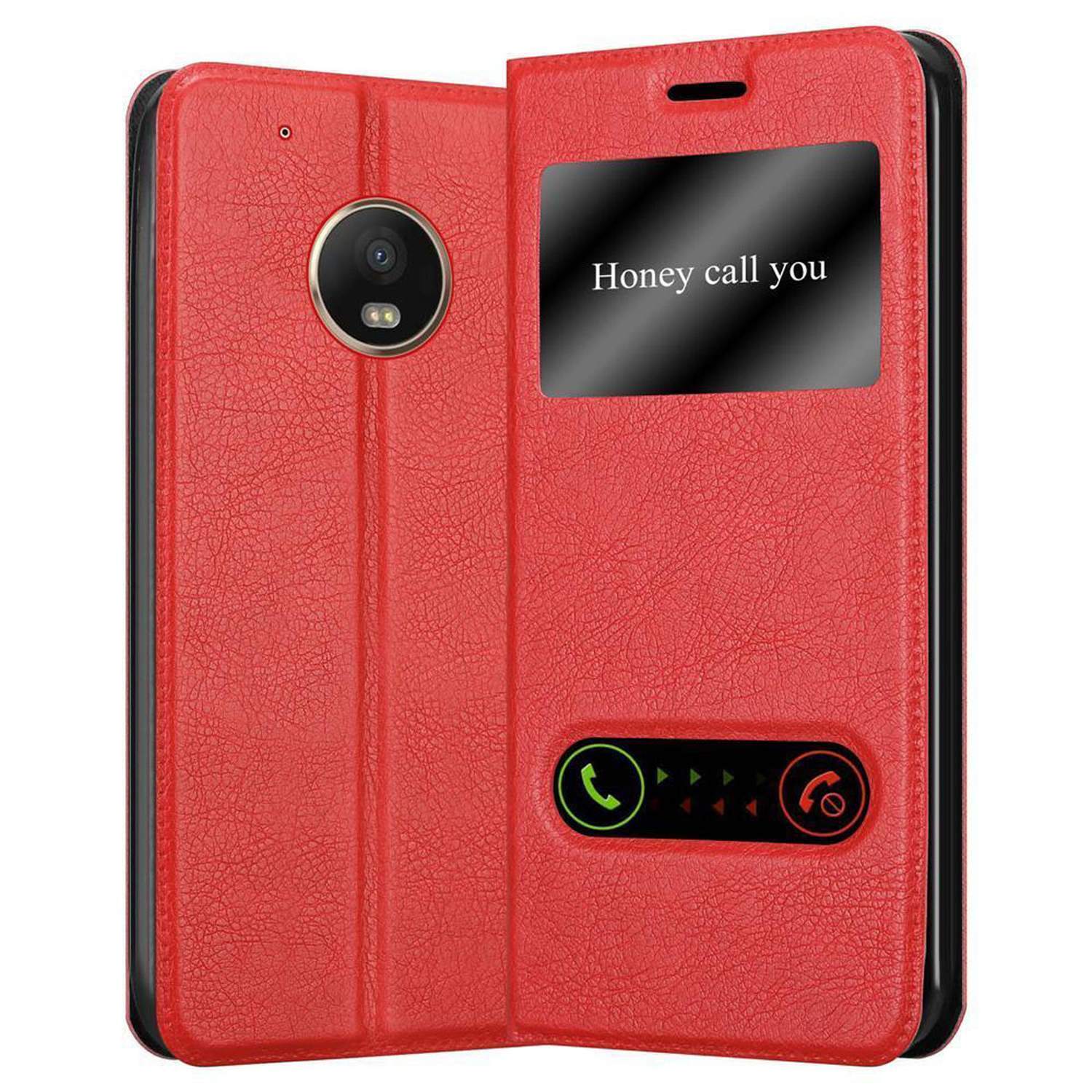Motorola MOTO G5 PLUS lommebokdeksel cover (rød) - Elkjøp
