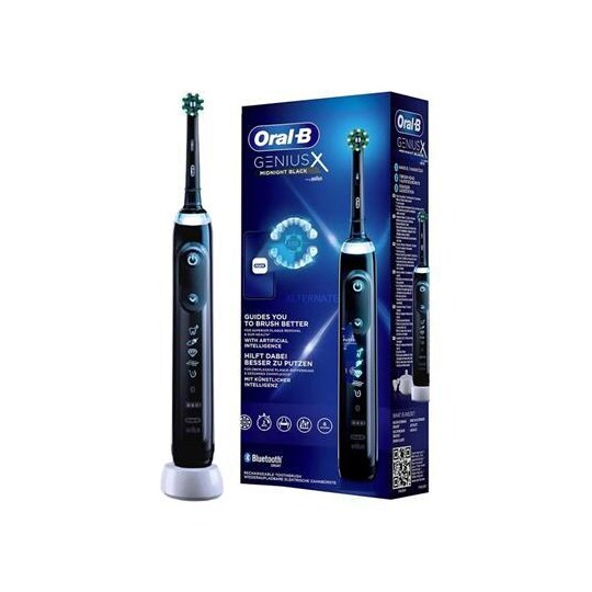 Oral-B elektrisk tannbørste Genius X Oppladbar, For voksne, Antall  børstehoder inkludert 1, Antall tannbørstemoduser 6, Midnight Black - Elkjøp