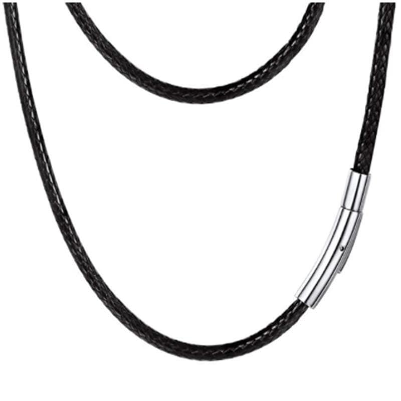Flettet halskjede / armbånd skinn med magnetlås Svart 60 cm - Elkjøp