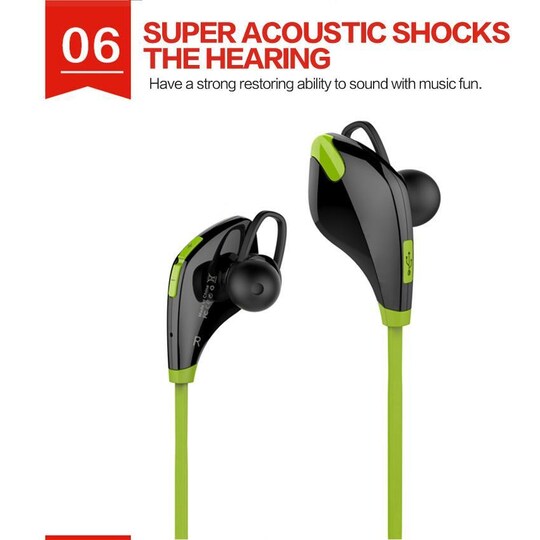 Treningshodetelefoner Bluetooth in-ear svart / grønn - Elkjøp