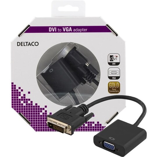 DELTACO DVI-adapter, DVI-D Dual-VGA, 24+1-pin ha-15-pin ho, svart - Elkjøp