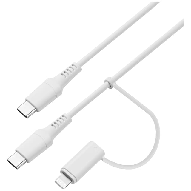 Sandstrøm USB-C til USB-C-kabel med Lightning-adapter (3m)