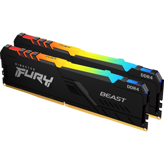 Kingston FURY Beast RGB 16GB DDR4 RAM 3600MT/s CL17 (sort)