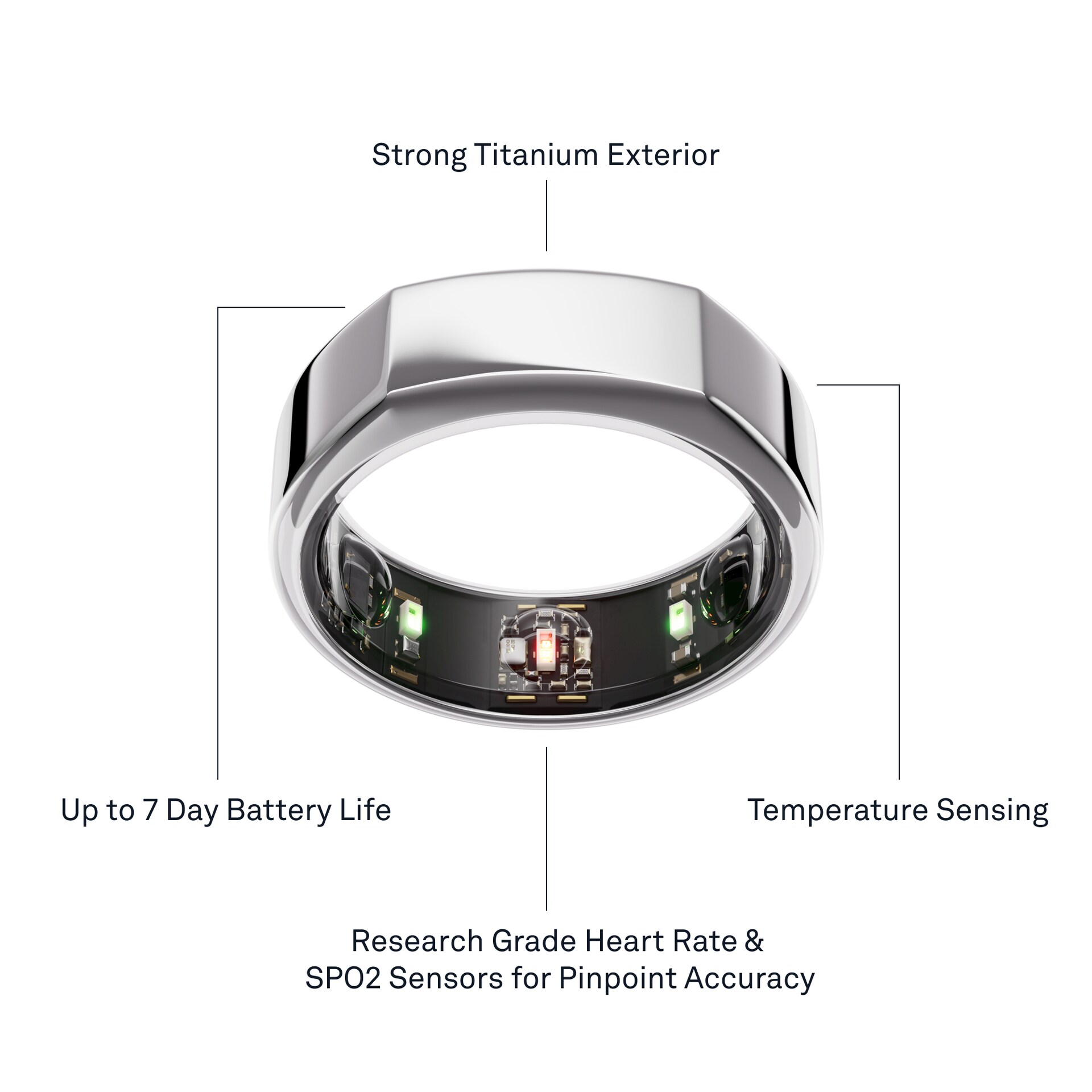 Oura Ring Gen3 Heritage smartring størrelse 9 (sølv)