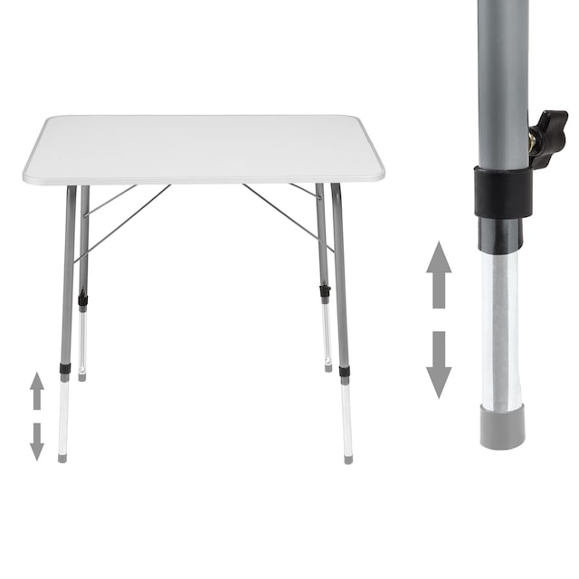 Campingbord - høydeinstallerbart bord 80x60x68 cm - grå