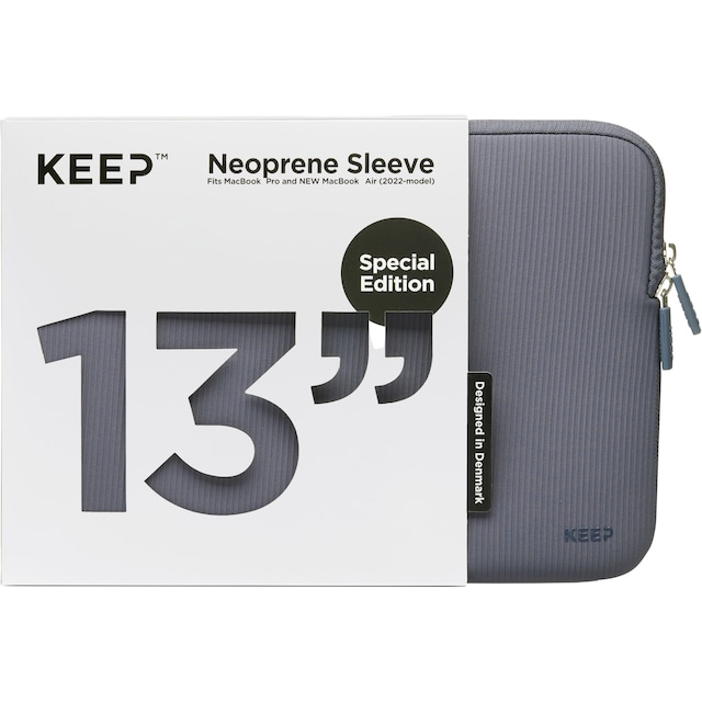 KEEP 13,6" Neopren/tekstiletui til MacBook (Blue Granite)
