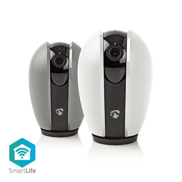 Nedis SmartLife Innendørs kamera | Wi-Fi | Full HD 1080p | Panorering og vipping | Cloud Storage (valgfritt) / microSD (ikke inkludert) | Med bevegelses sensor | Nattsyn | Hvit / Mørk Grå