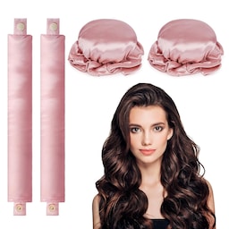 2-sett Satin Heatless Hair Curler for søvn om natten Rosa