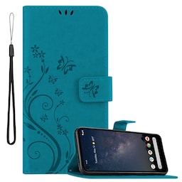 Google PIXEL 4A 5G lommebokdeksel Blomster (Blå)