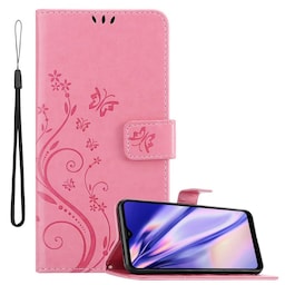 Samsung Galaxy A21 lommebokdeksel Blomster (rosa)