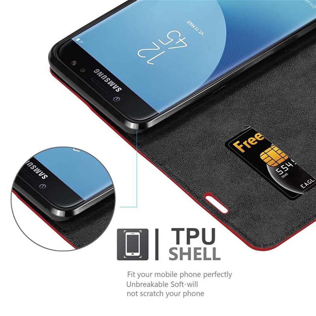 Samsung Galaxy J7 2018 lommebokdeksel case (rød)