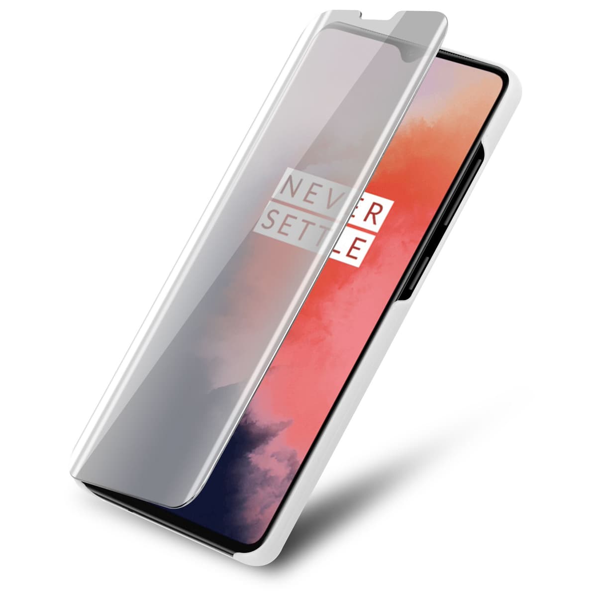 OnePlus 7T lommebokdeksel etui (sølv)