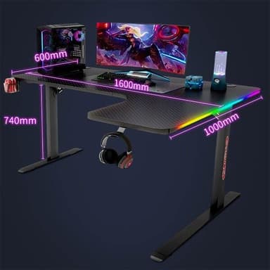 Venstrevendt Gamingbord med Justerbar bredde og Karbonfiberstruktur